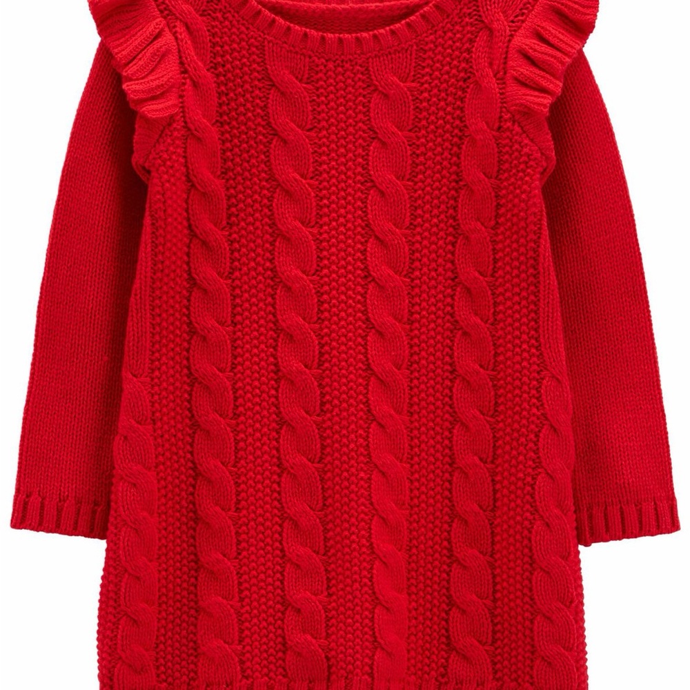 The Children's Place Red Cable-Knit Ruffle Sweater Dress 2T - Picture 1 of 6